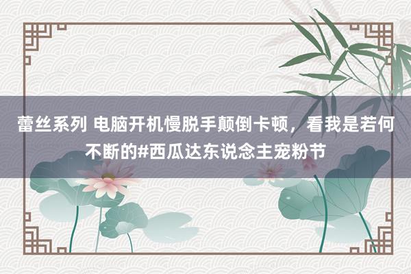 蕾丝系列 电脑开机慢脱手颠倒卡顿，看我是若何不断的#西瓜达东说念主宠粉节