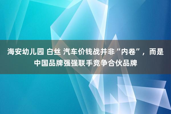 海安幼儿园 白丝 汽车价钱战并非“内卷”，而是中国品牌强强联手竞争合伙品牌