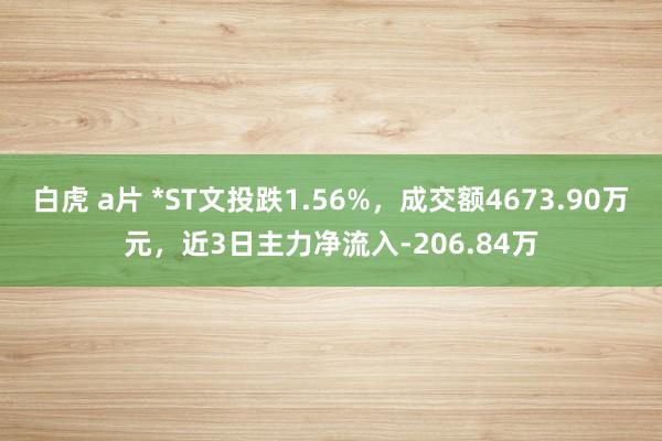 白虎 a片 *ST文投跌1.56%，成交额4673.90万元，近3日主力净流入-206.84万