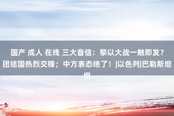 国产 成人 在线 三大音信：黎以大战一触即发？团结国热烈交锋；中方表态绝了！|以色列|巴勒斯坦